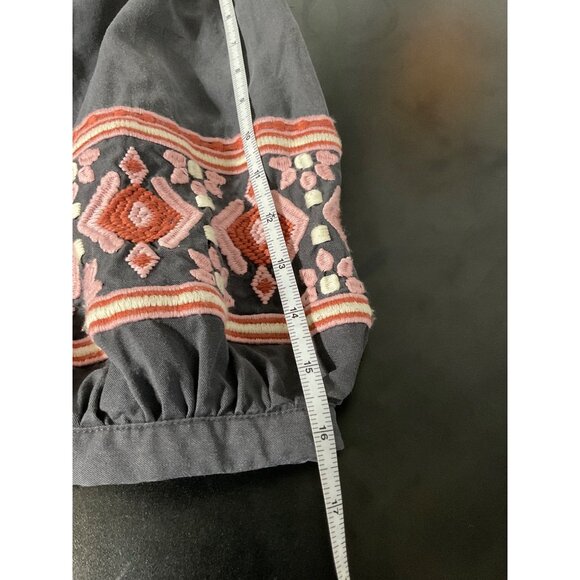 MARINE LAYER Women Mini Dress Olema Embroidered Long Sleeve Boho Grey size Small - Picture 13 of 16
